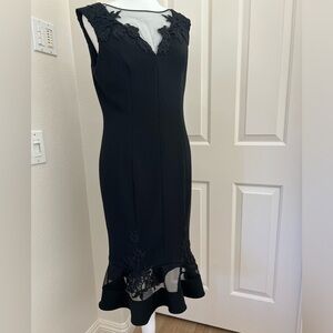 Aidon Mattox Adrianna Papell black cocktail dress. So cute great lace detail.